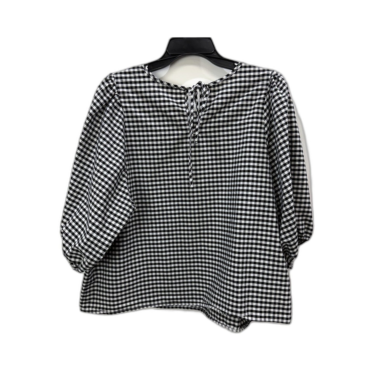 Isobelle Womens Gingham Blouse Puff Sleeve Tie Neck Checkered Shirt Sz 18 NEW