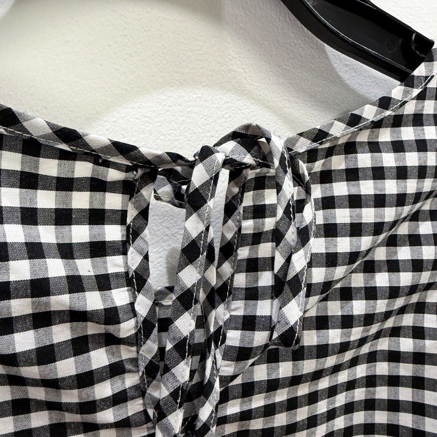 Isobelle Womens Gingham Blouse Puff Sleeve Tie Neck Checkered Shirt Sz 18 NEW