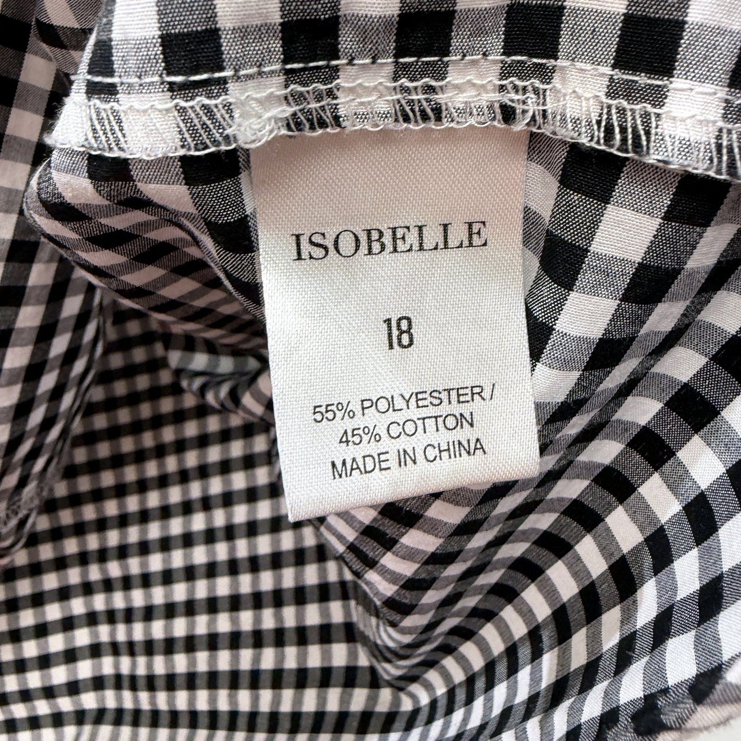 Isobelle Womens Gingham Blouse Puff Sleeve Tie Neck Checkered Shirt Sz 18 NEW