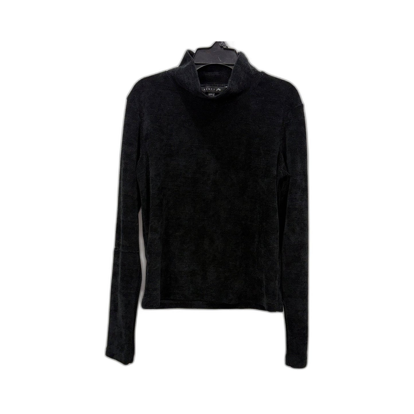Rusty Womens Textured Casual Black Pullover Soft Sweatshirt in Size 8