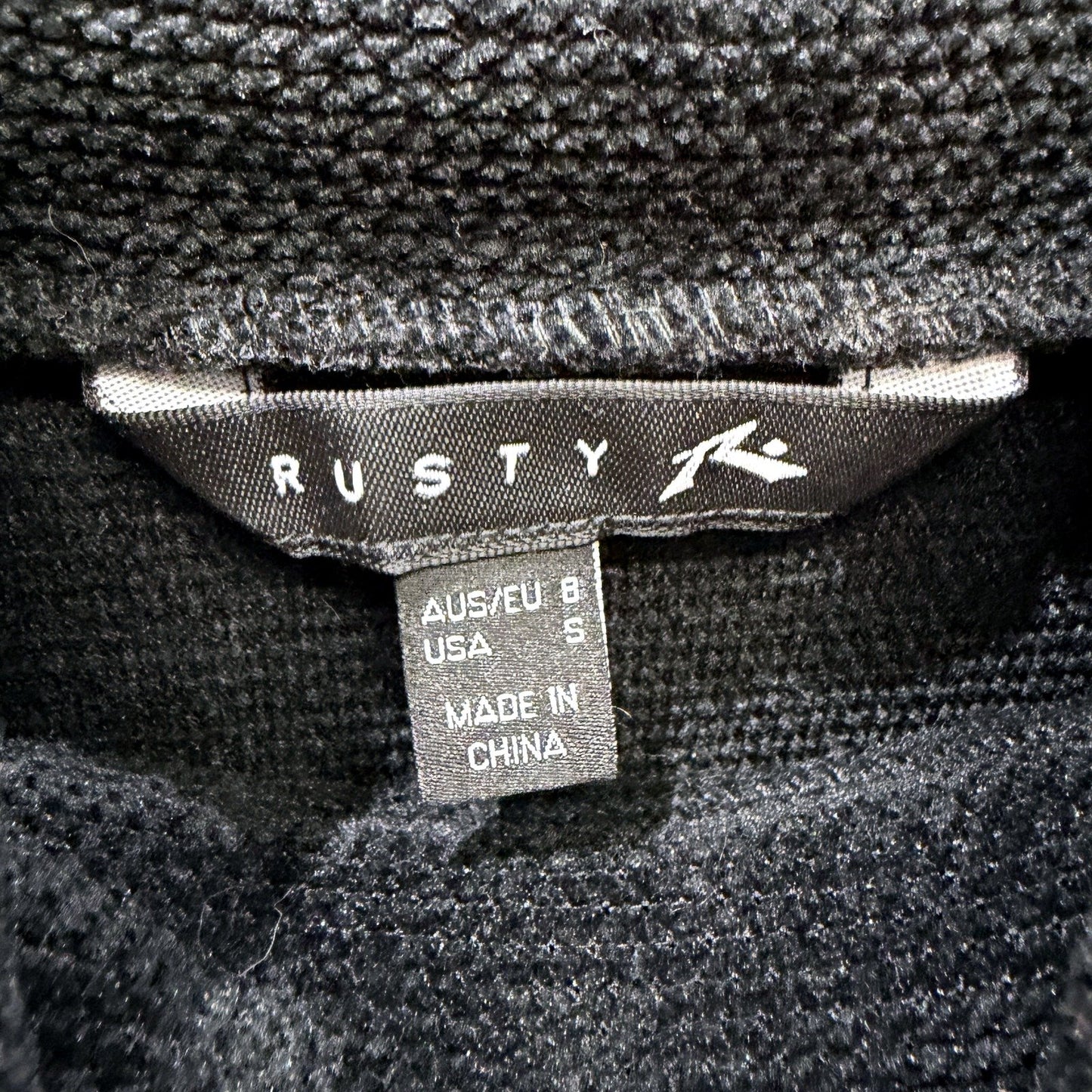 Rusty Womens Textured Casual Black Pullover Soft Sweatshirt in Size 8