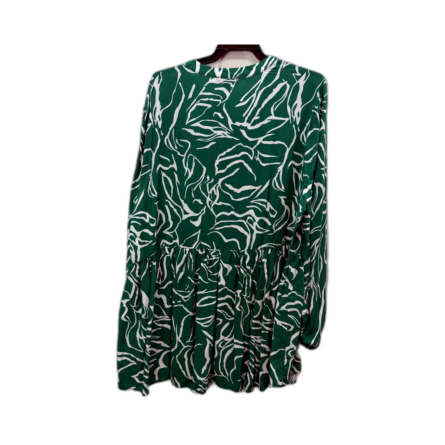 Autograph Womens Peplum Peasant Top with Swirls in Green and White, Size 16 NEW