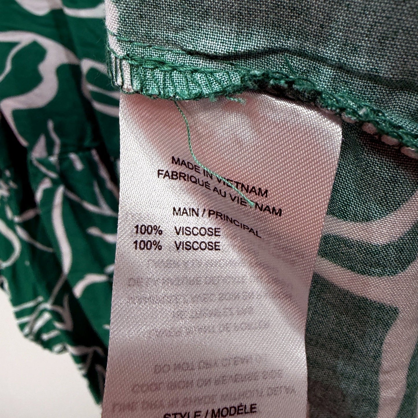 Autograph Womens Peplum Peasant Top with Swirls in Green and White, Size 16 NEW