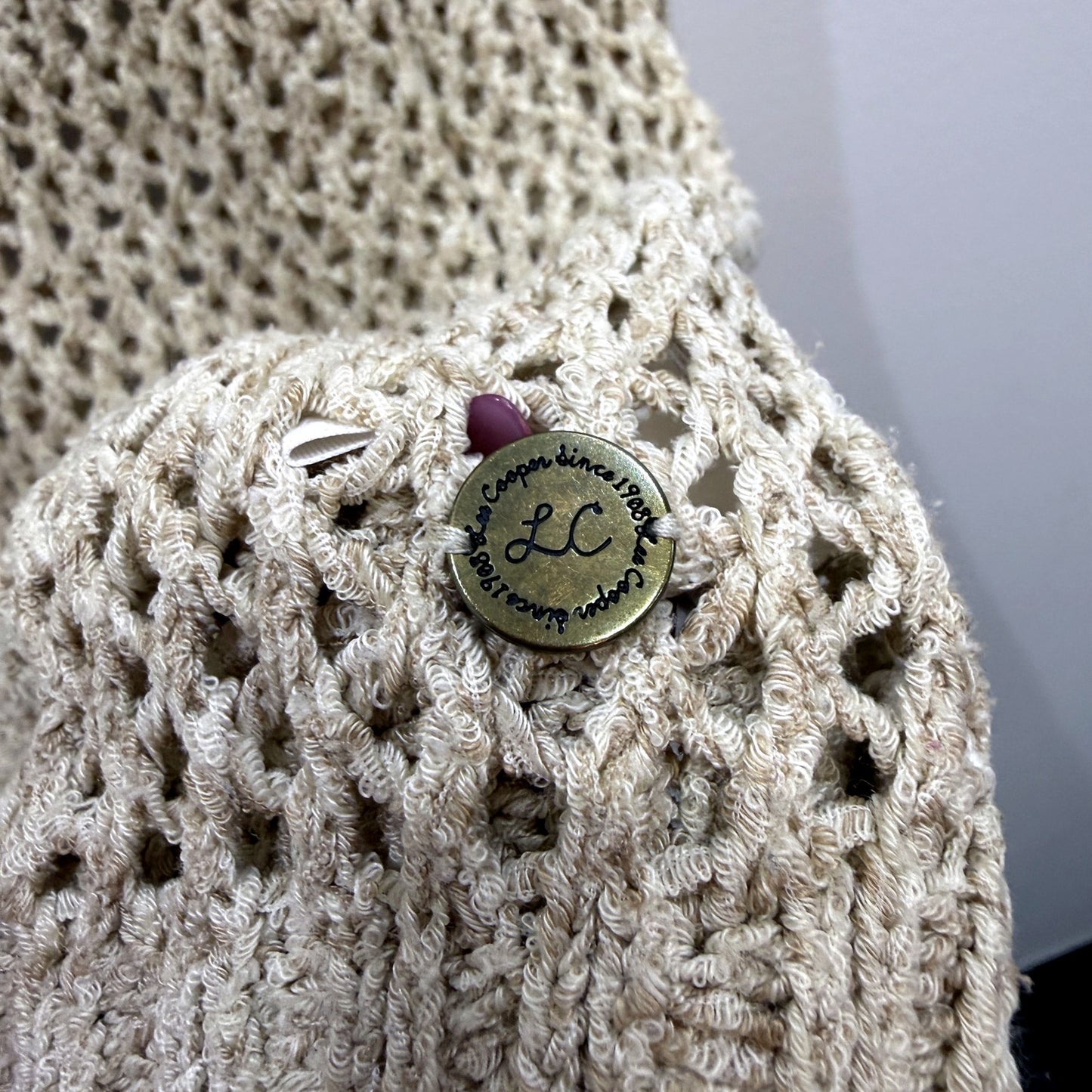 Lee Cooper Womens Beige Pullover Knit Mesh Sweater Size 14