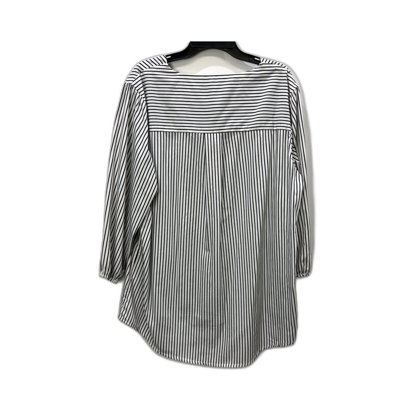 Black Pepper Womens Striped Button-Down Shirt in and White, Size 14