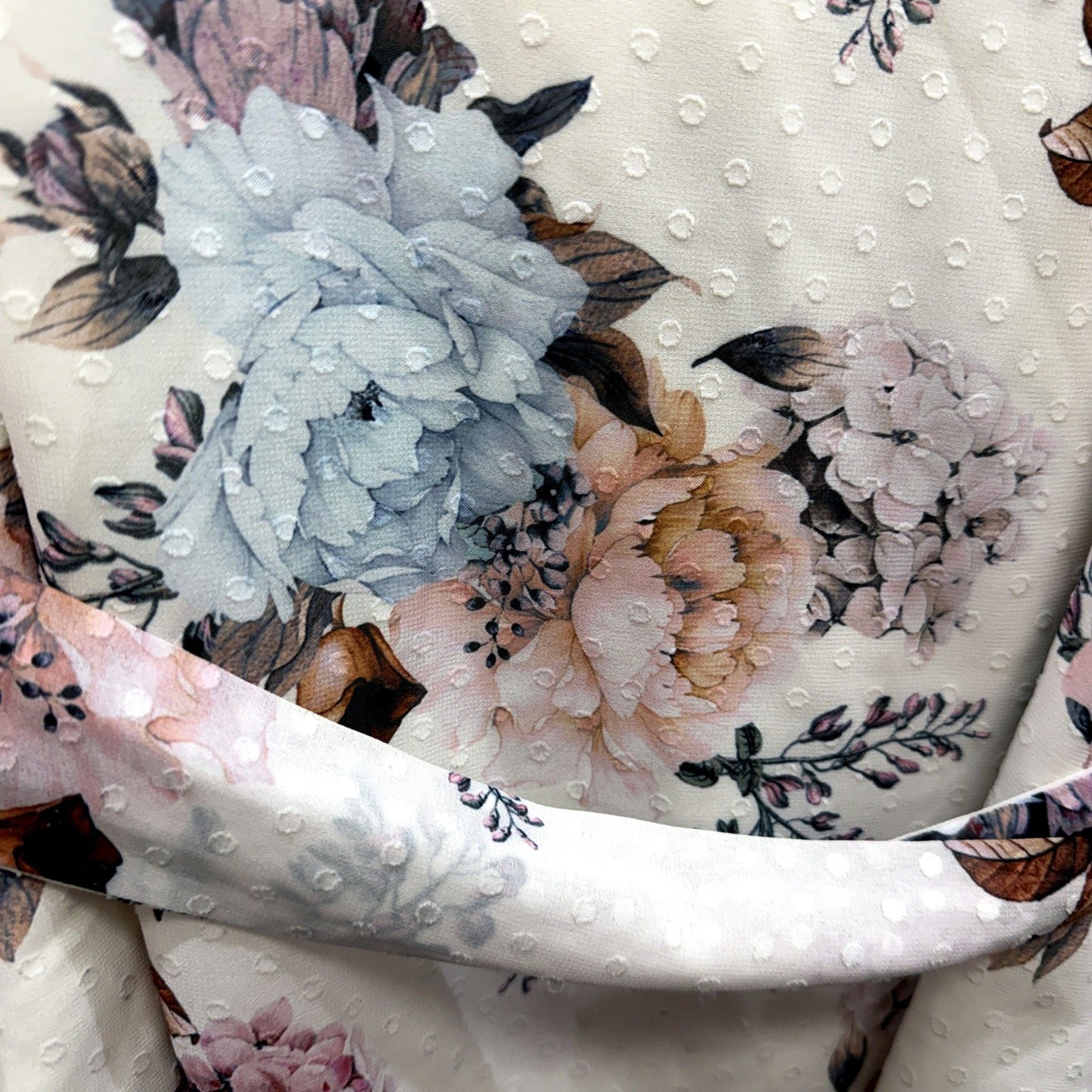 Portmans Womens Floral Print Wrap Blouse Puff Sleeve Tie Waist Polka Dot Size 16