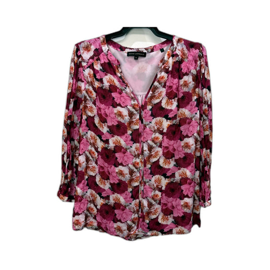 David Lawrence Womens Floral Print Blouse Feminine Viscose Multi Color Size 12
