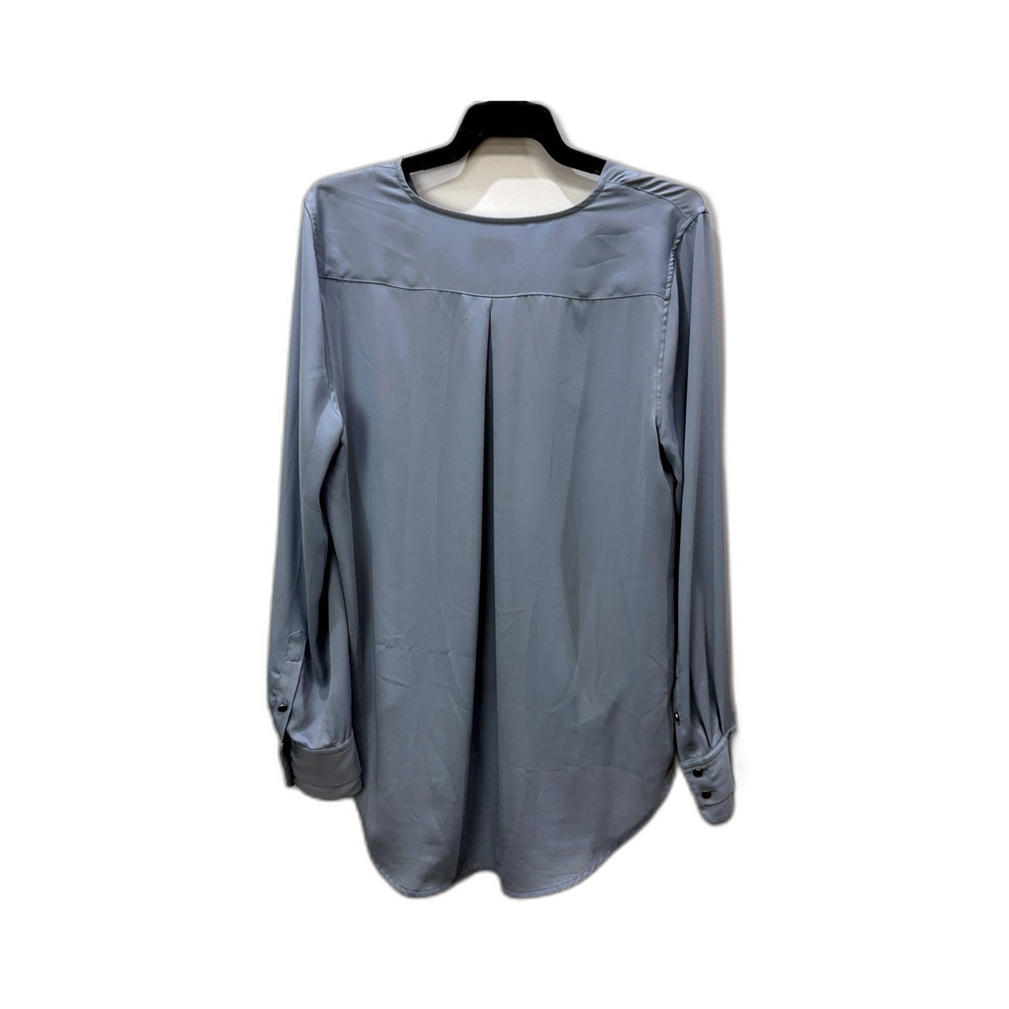 Witchery Womens Steel Blue Wrap Style Blouse Long Sleeve Button Front Size 12