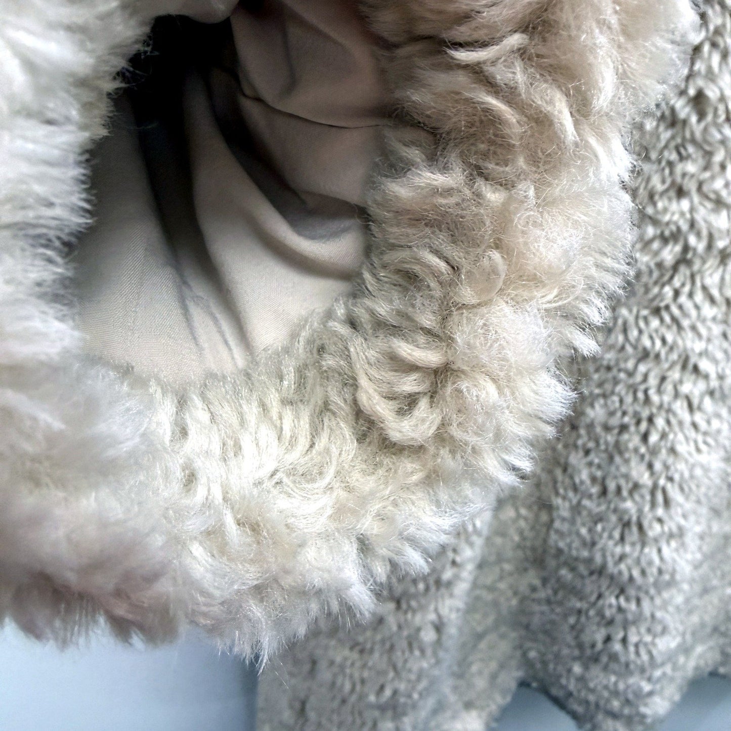 Seed Heritage Womens Teddy Faux Fur Coat Oversized Collar Fuzzy Jacket Beige