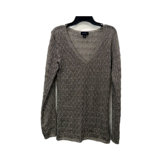 Witchery Womens Ribbed Knit V-Neck Pullover Sweater in Bronze, Size M
