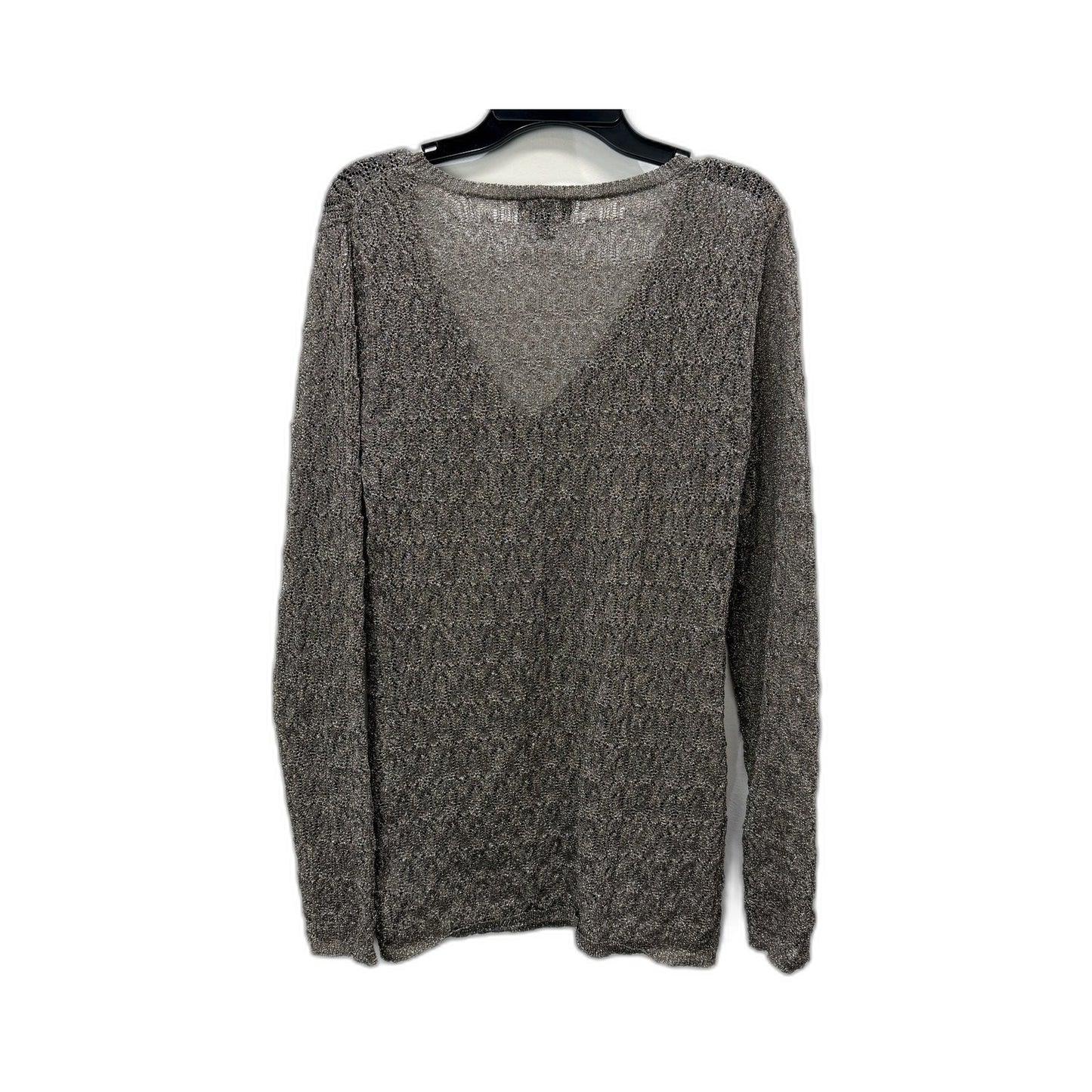 Witchery Womens Ribbed Knit V-Neck Pullover Sweater in Bronze, Size M