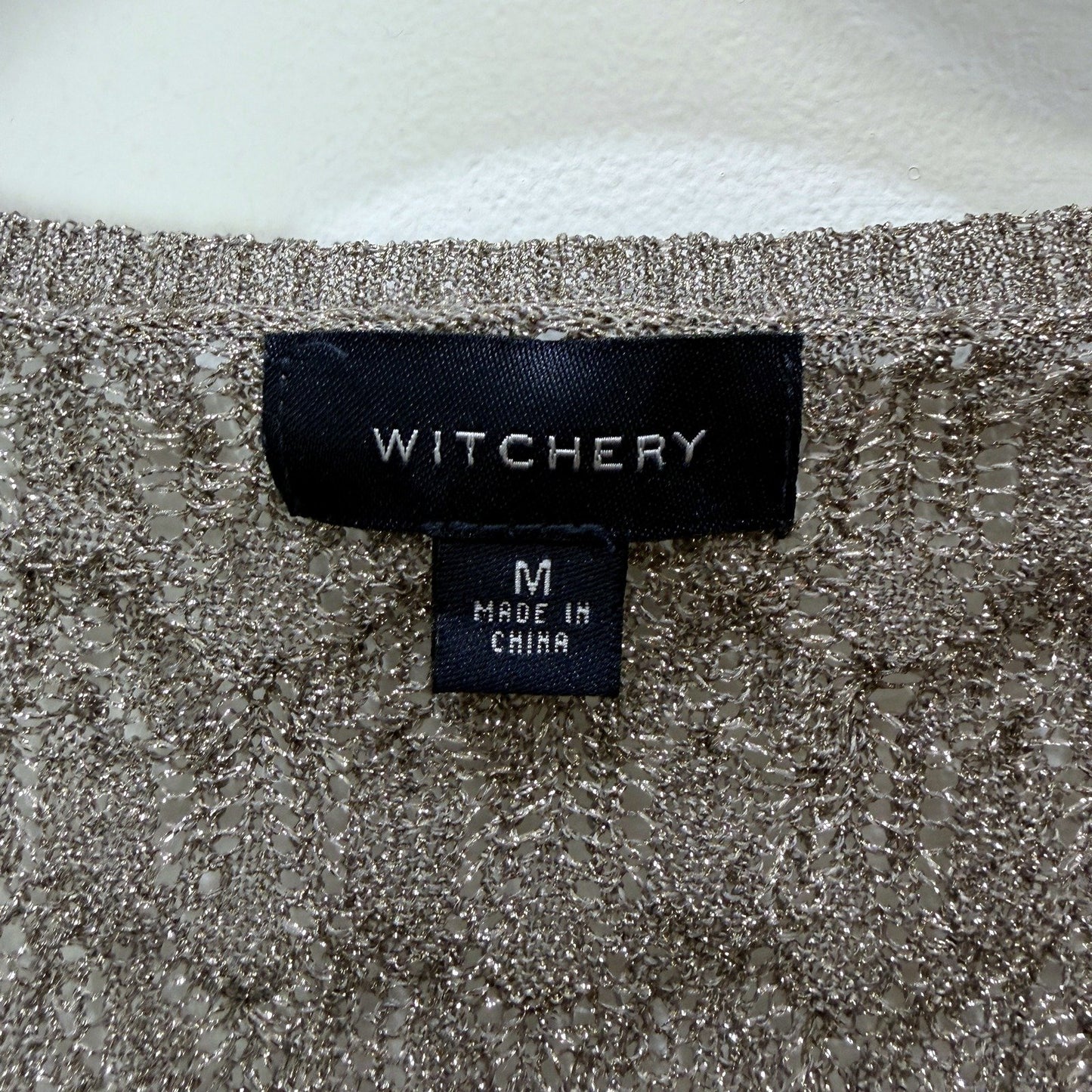 Witchery Womens Ribbed Knit V-Neck Pullover Sweater in Bronze, Size M