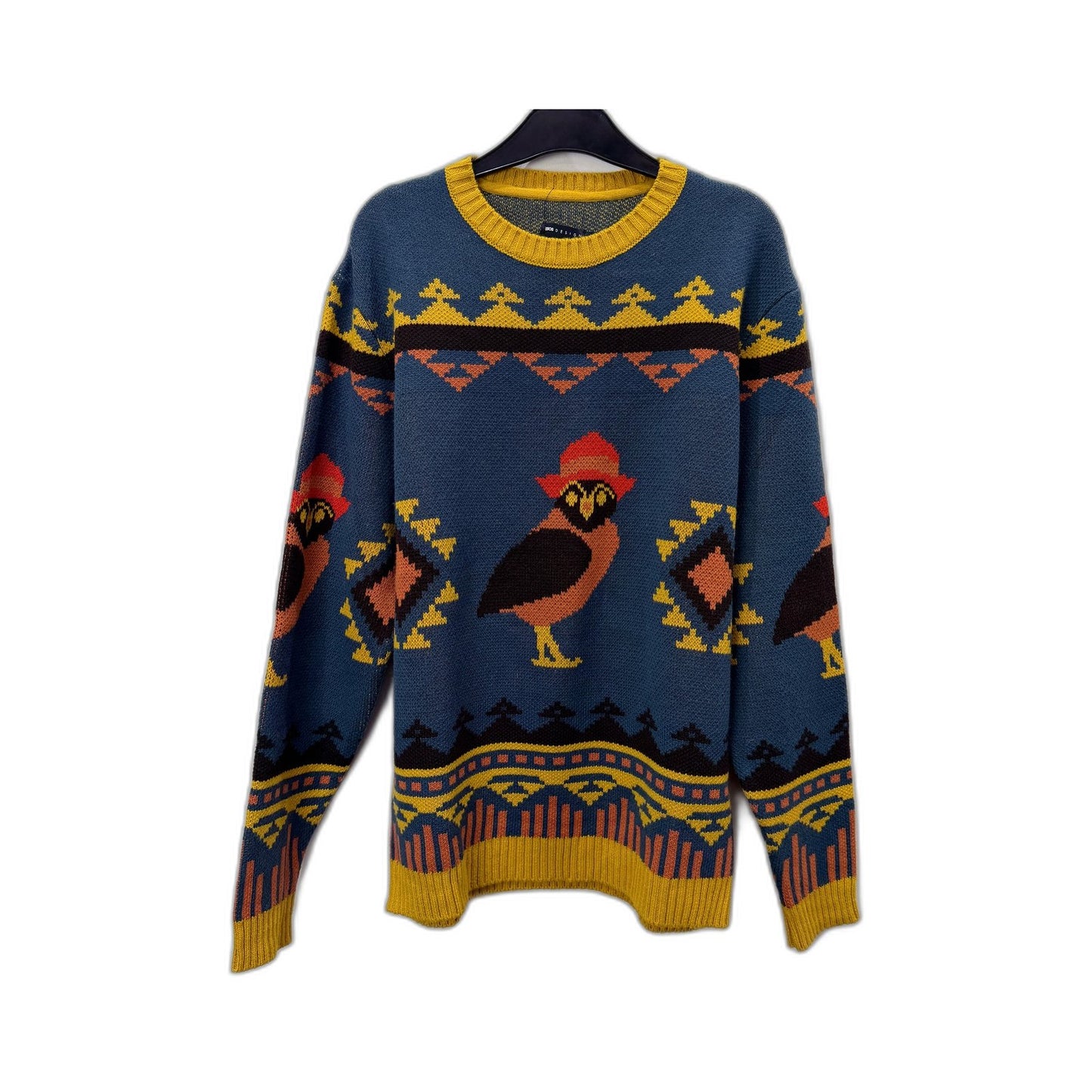 ASOS Design Mens Graphic Pattern Pullover Sweater in Multi Color L NEW