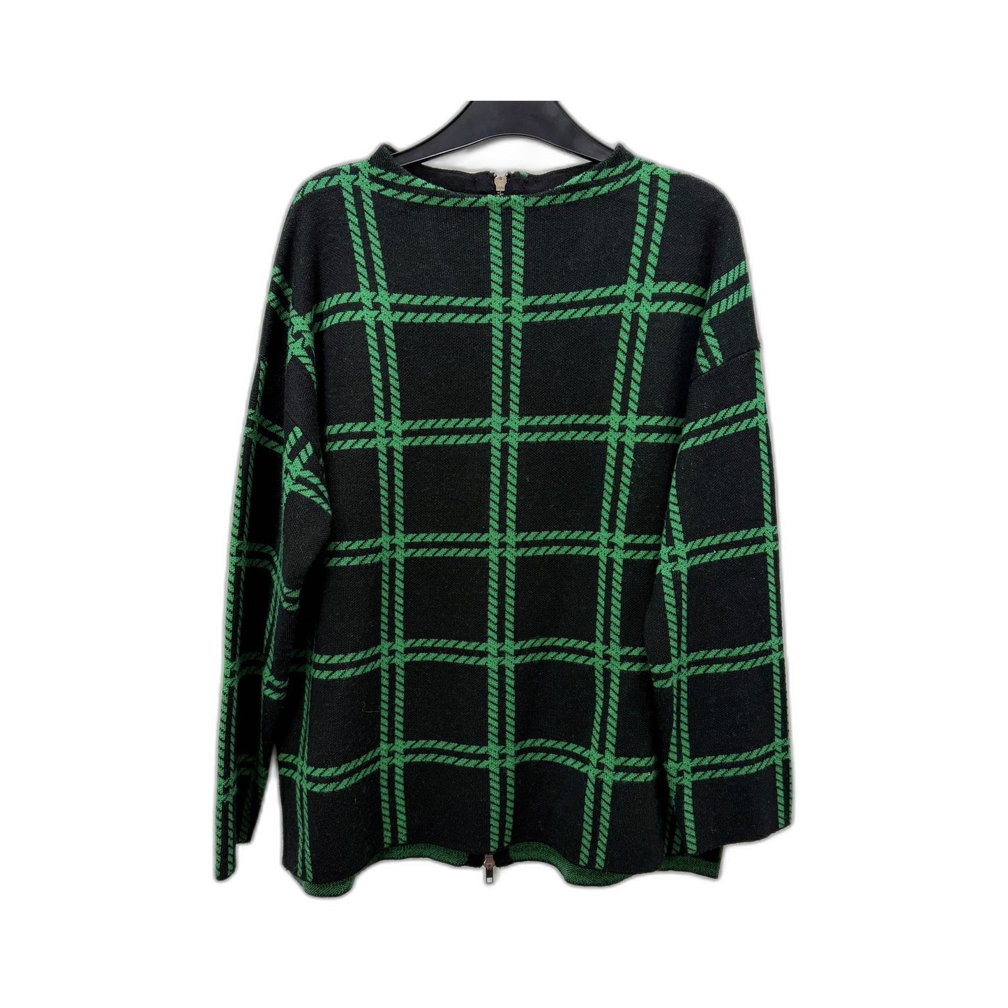 Ping Pong Womens Zip Sweater Dress Black and Green Knit Wool Blend Size S NEW