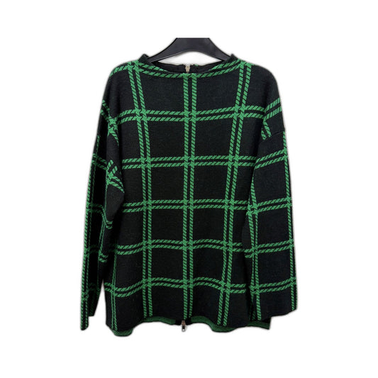 Ping Pong Womens Zip Sweater Dress Black and Green Knit Wool Blend Size S NEW