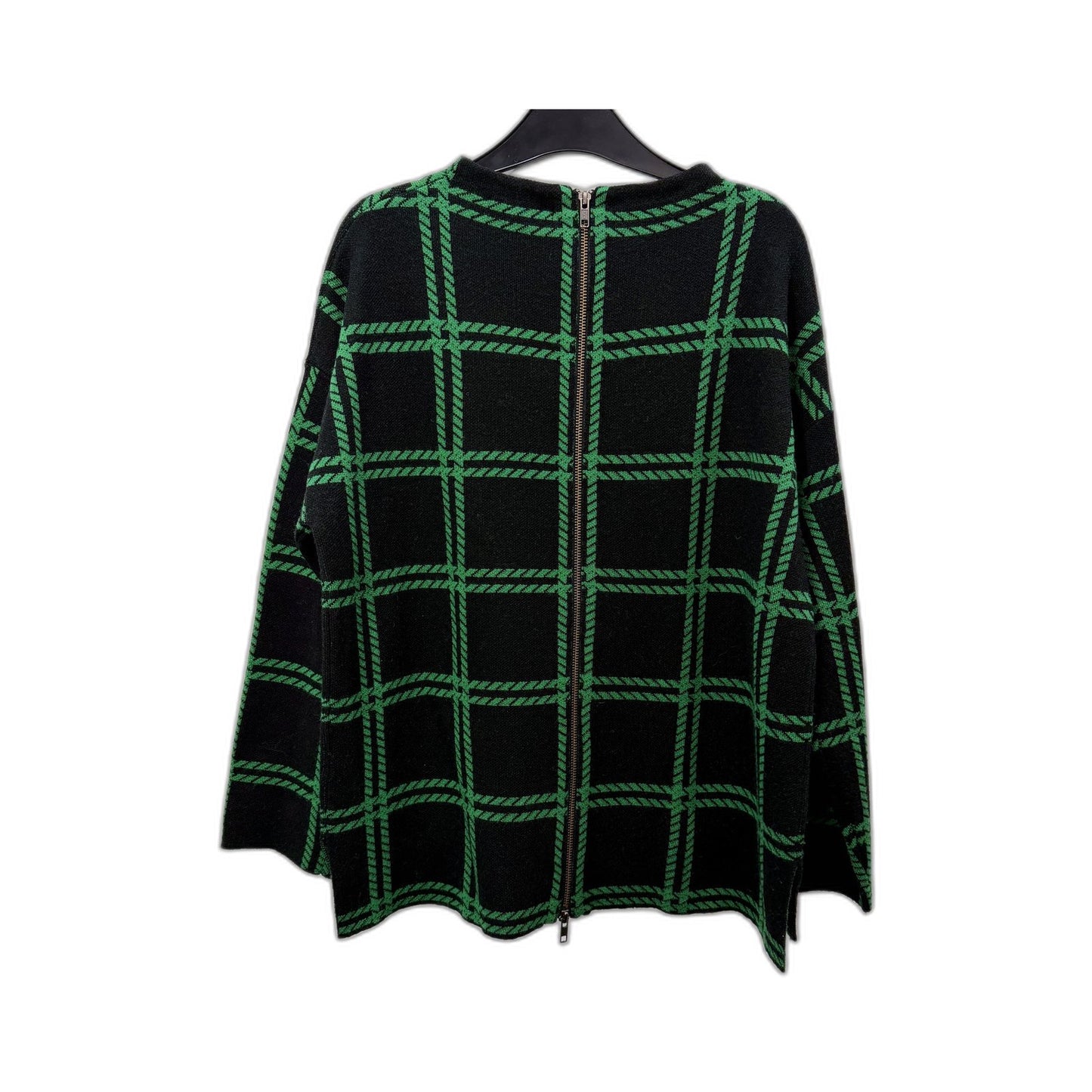 Ping Pong Womens Zip Sweater Dress Black and Green Knit Wool Blend Size S NEW