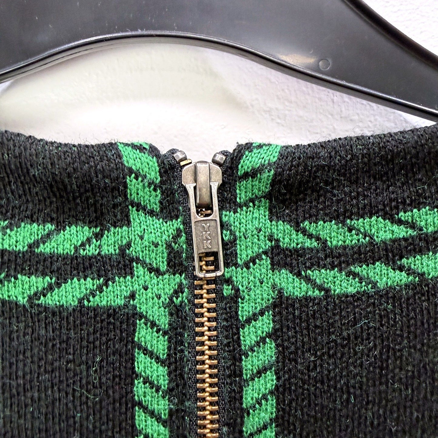Ping Pong Womens Zip Sweater Dress Black and Green Knit Wool Blend Size S NEW