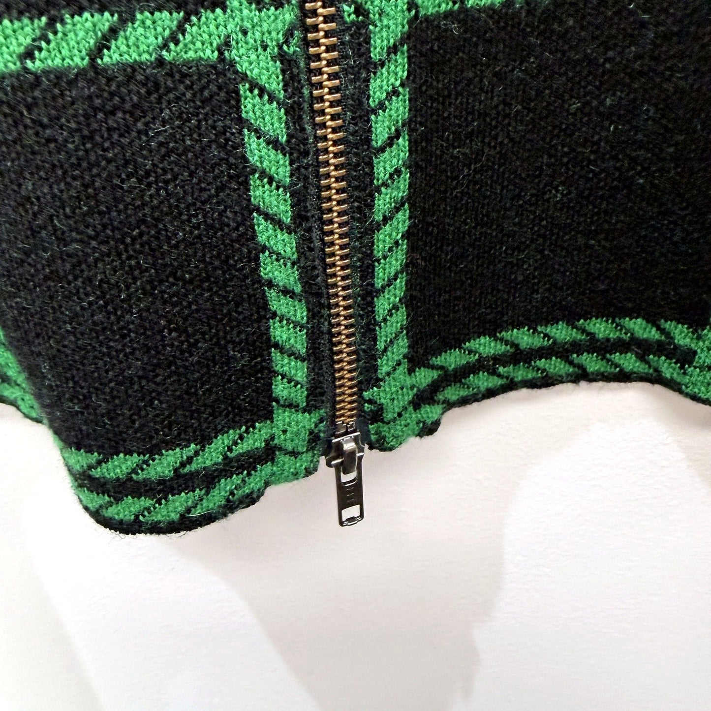 Ping Pong Womens Zip Sweater Dress Black and Green Knit Wool Blend Size S NEW