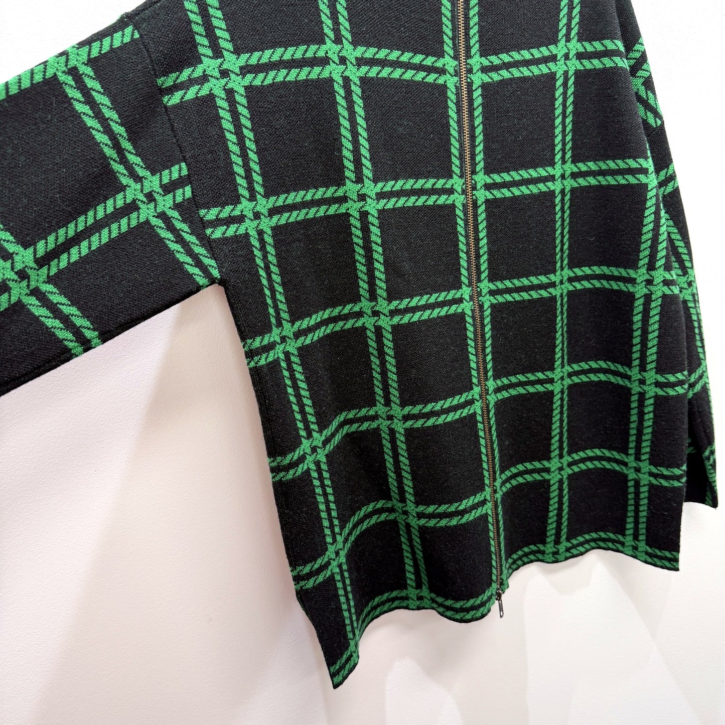 Ping Pong Womens Zip Sweater Dress Black and Green Knit Wool Blend Size S NEW