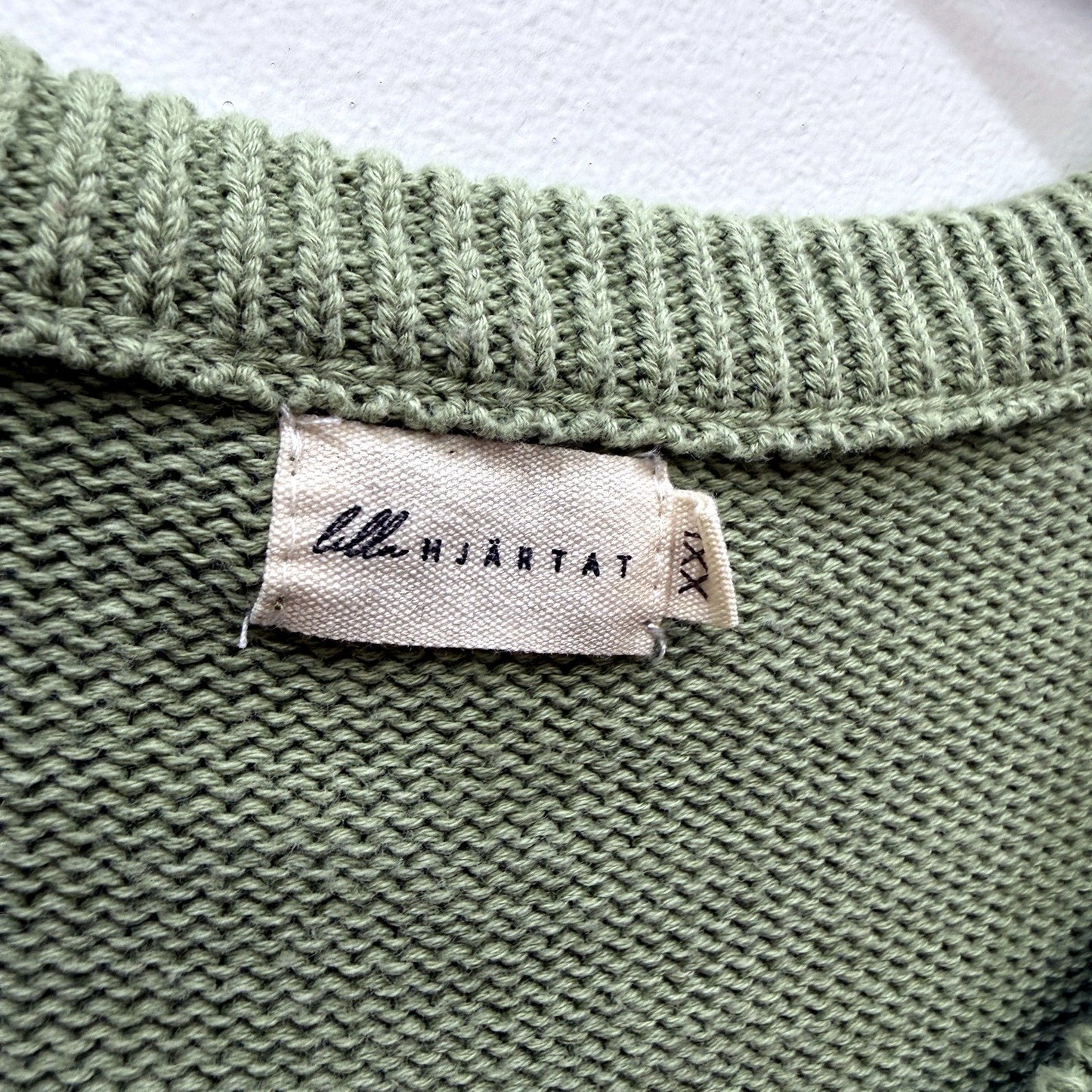 Lilla Hjärtat Mens Oversized Knit Pullover Sweater Olive Green Size XXL