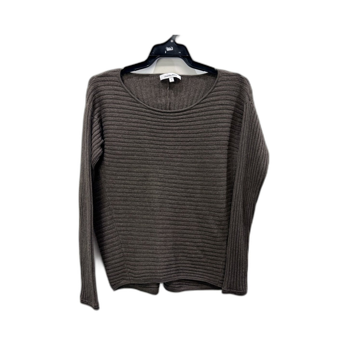 Veronika Maine Womens Ribbed Knit Pullover Sweater in Brown, Size S