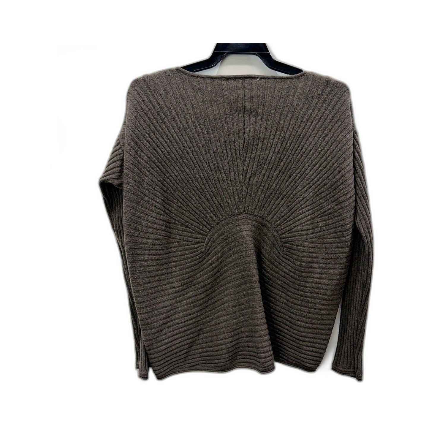 Veronika Maine Womens Ribbed Knit Pullover Sweater in Brown, Size S