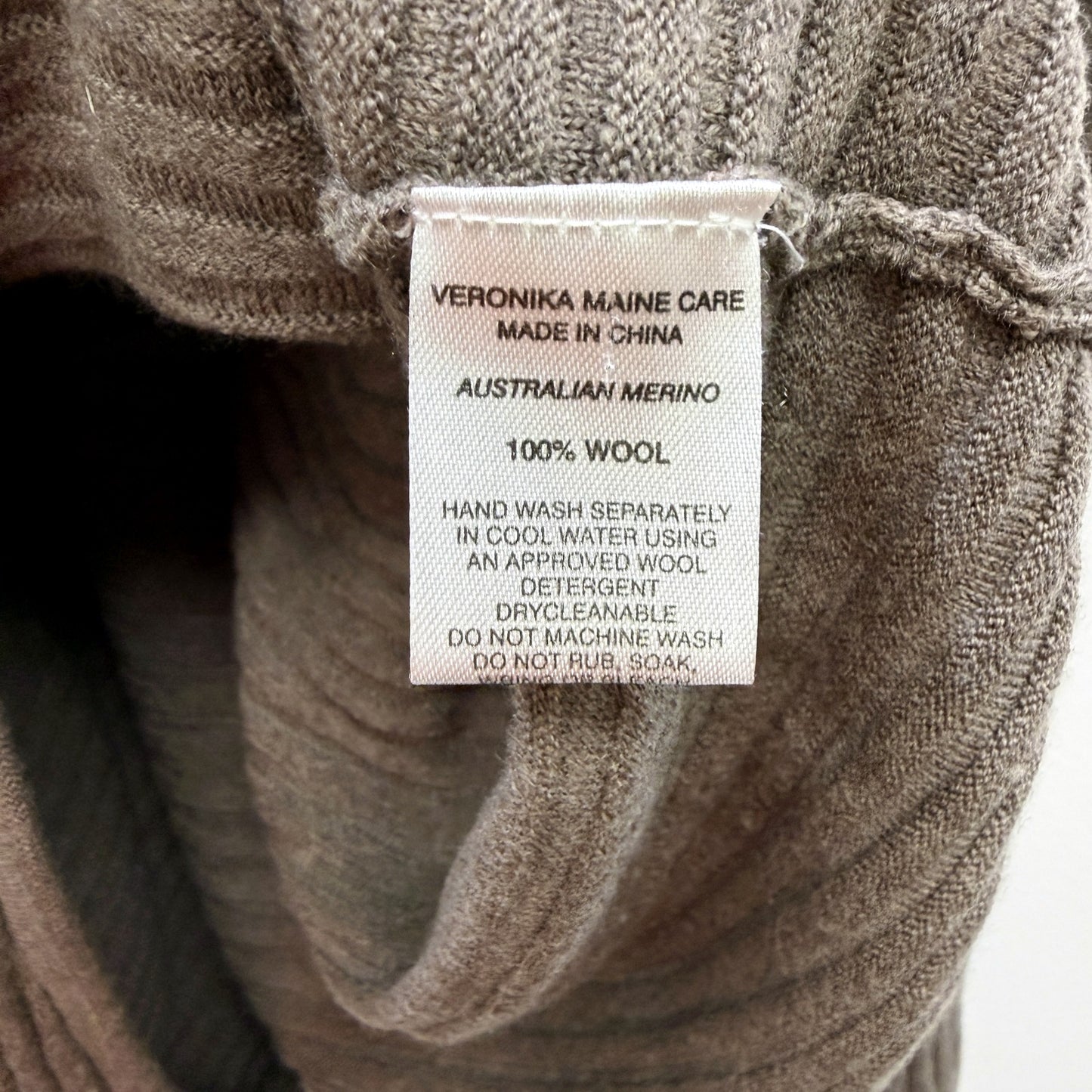 Veronika Maine Womens Ribbed Knit Pullover Sweater in Brown, Size S