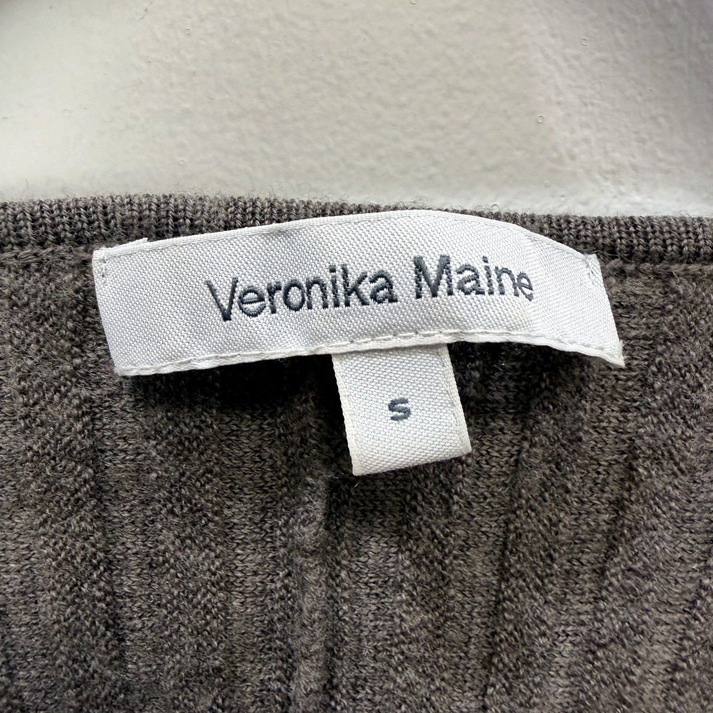 Veronika Maine Womens Ribbed Knit Pullover Sweater in Brown, Size S