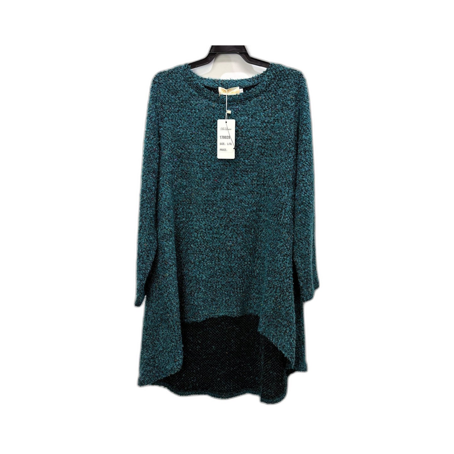 Be Louise Womens Textured Knit Pullover Sweater Teal/Turquoise Size L/XL NEW