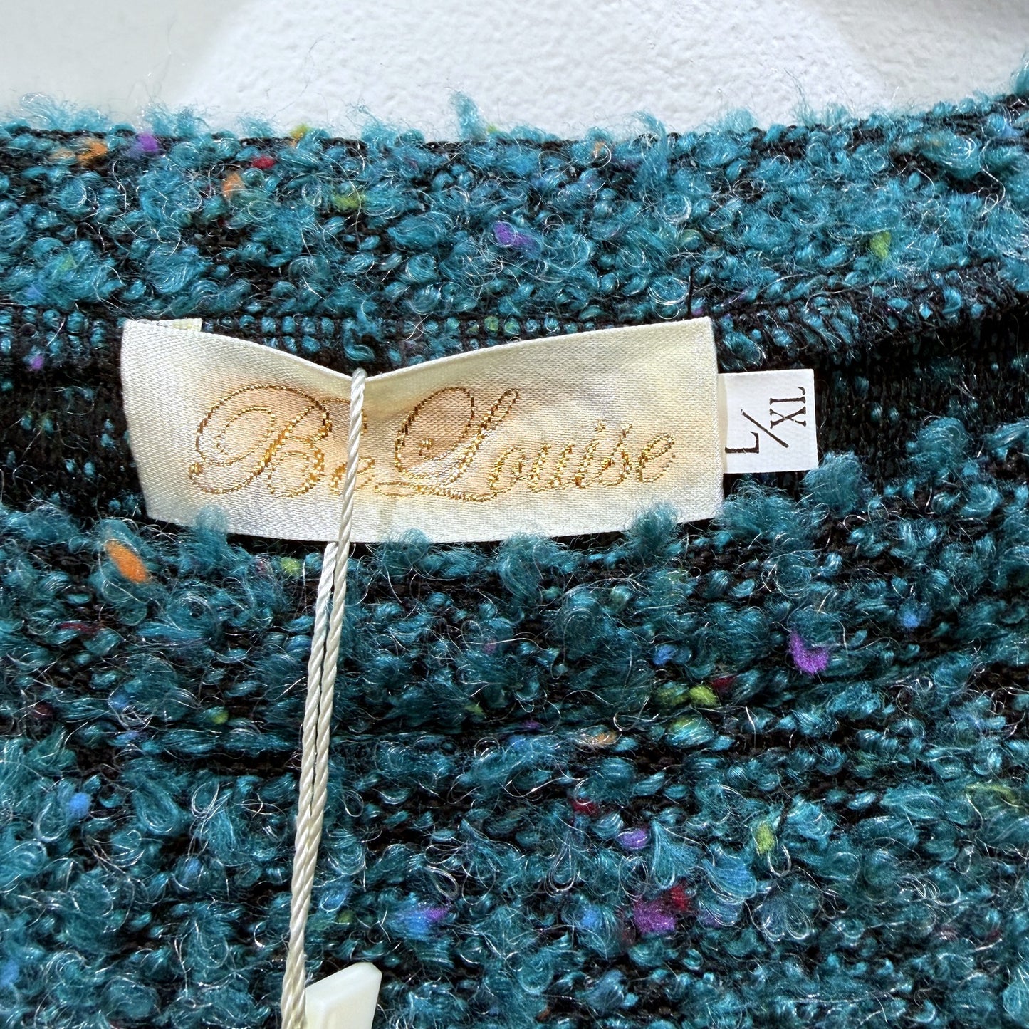 Be Louise Womens Textured Knit Pullover Sweater Teal/Turquoise Size L/XL NEW