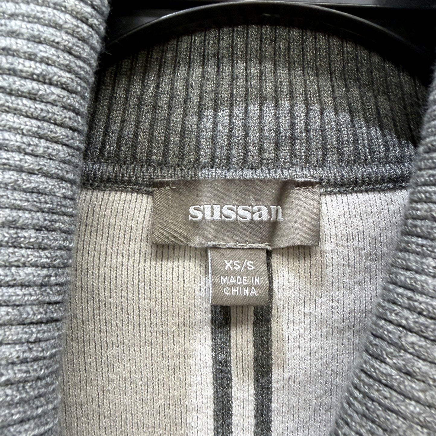 Sussan Womens Ribbed Knit Pullover Sweater Cowl Neck Gray Stripe Size XS/S NEW