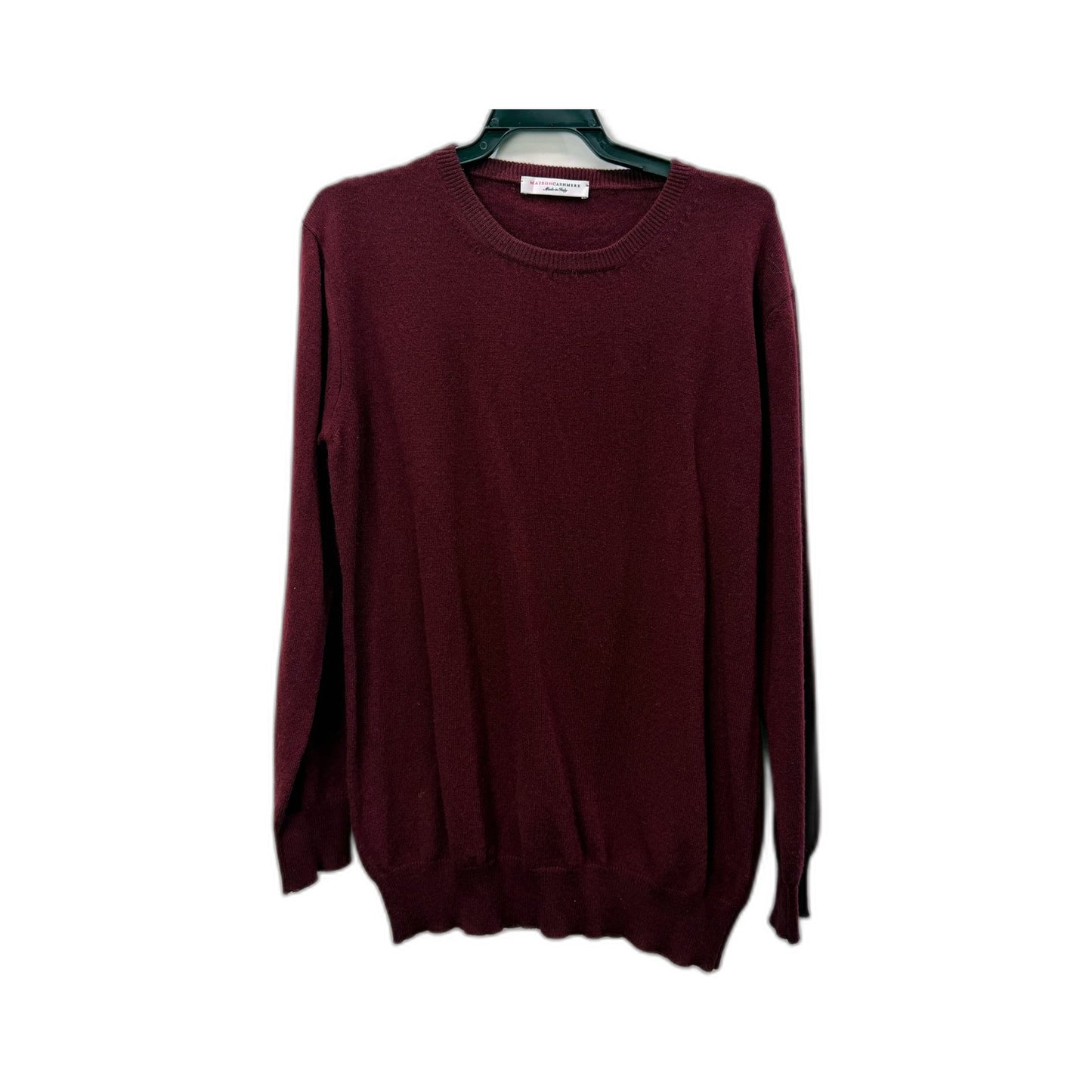 Maison Cashmere Womens Burgundy Crew Neck Pullover Sweater Size M NEW