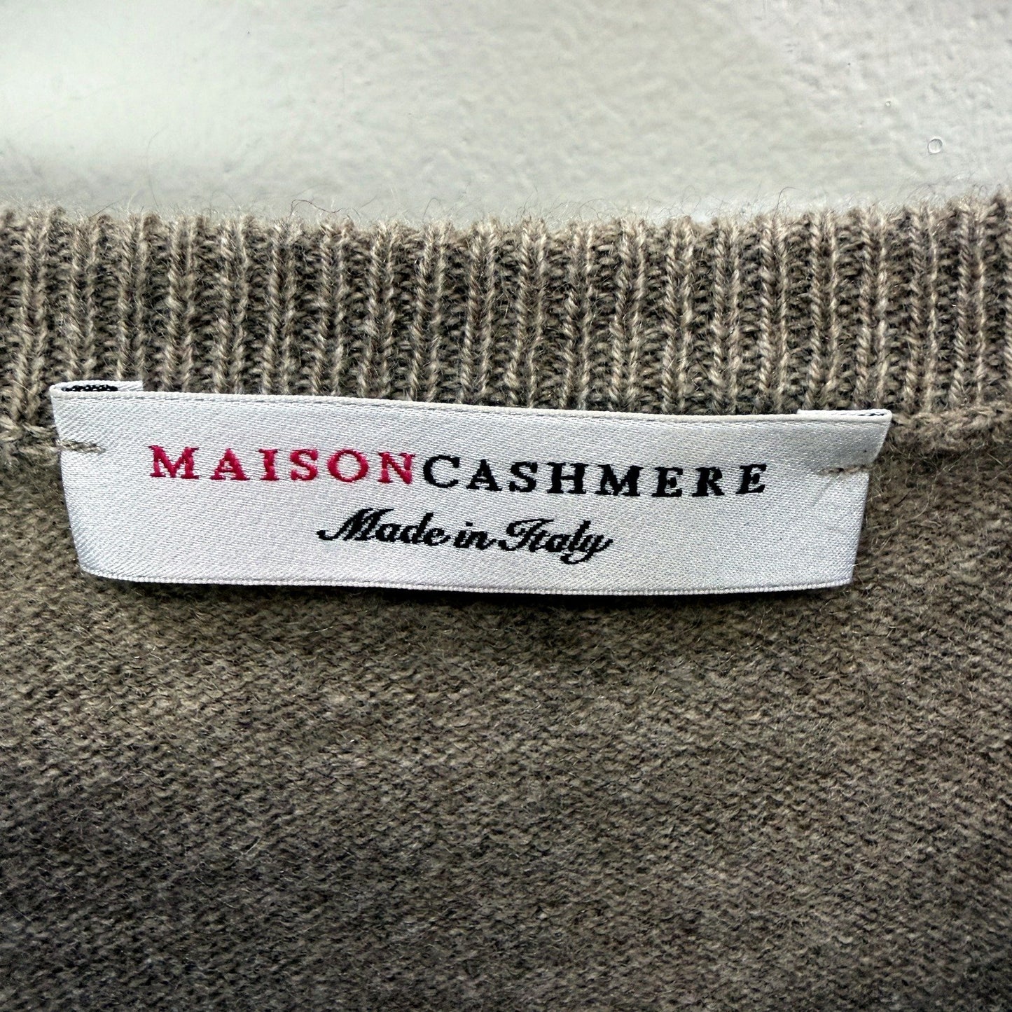 Maison Cashmere Womens Boat Neck Sweater Soft Warm Luxury Brown Size L NEW