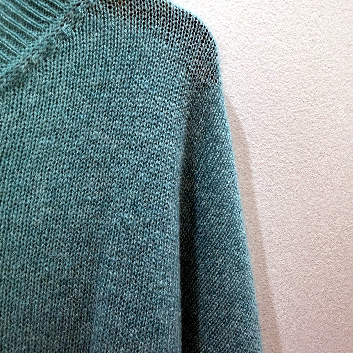 Maisoncashmere Womens Ribbed Boat Neck Pullover Sweater in Teal, Size S NEW