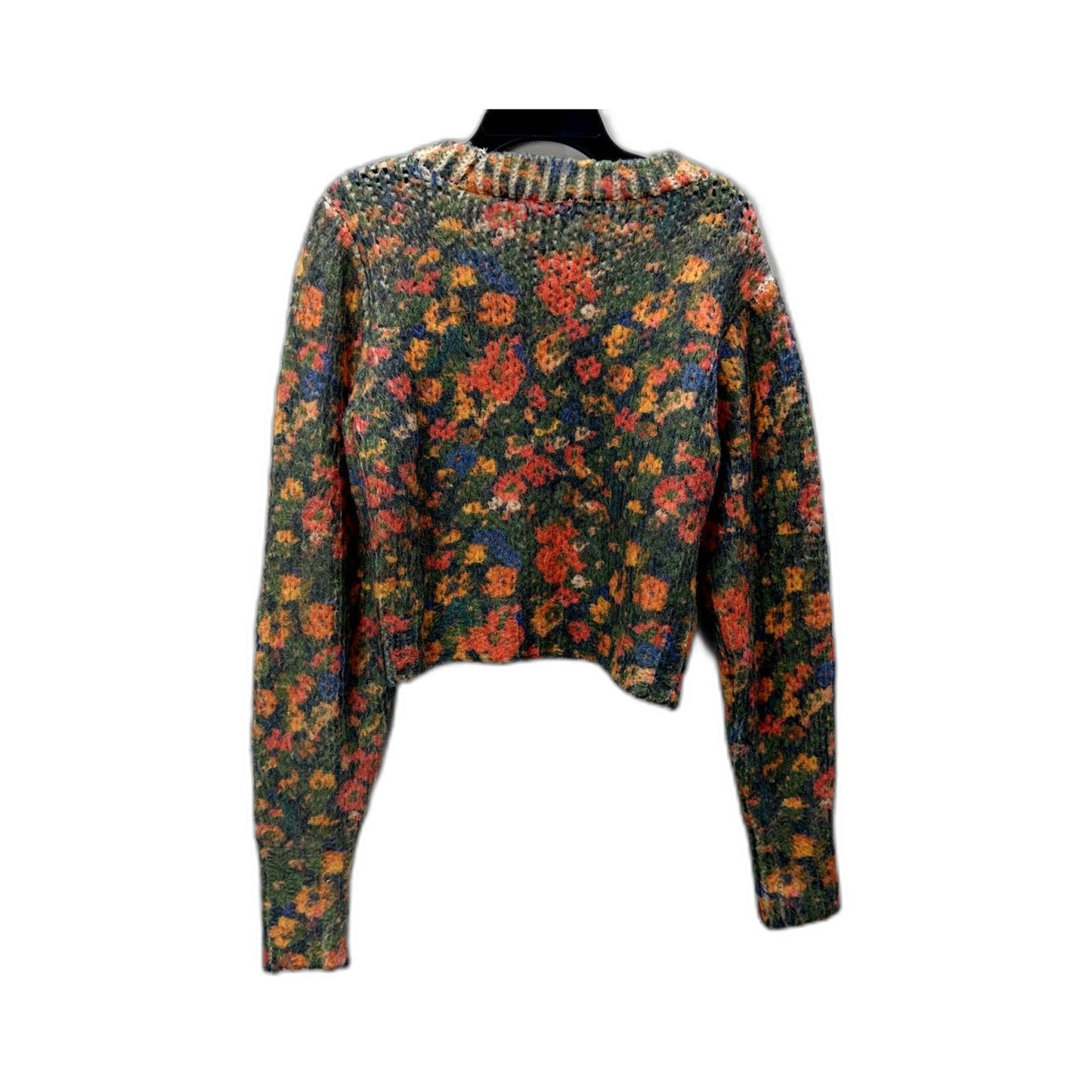 Zara Womens Cropped Floral Knit Sweater in Multi Colors, Size M NEW