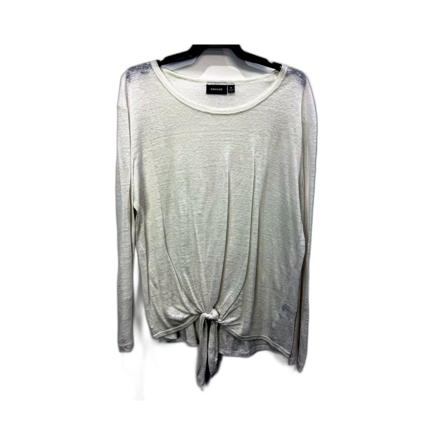 Sussan Womens Knot Front Pullover Sweatshirt in White, Size M