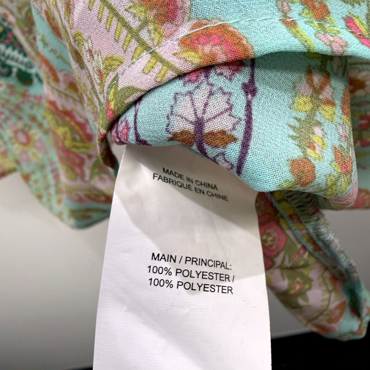 Emerge Womens Floral Print Blouse Puff Sleeve Tie Front Ruffle Mint Multi Color