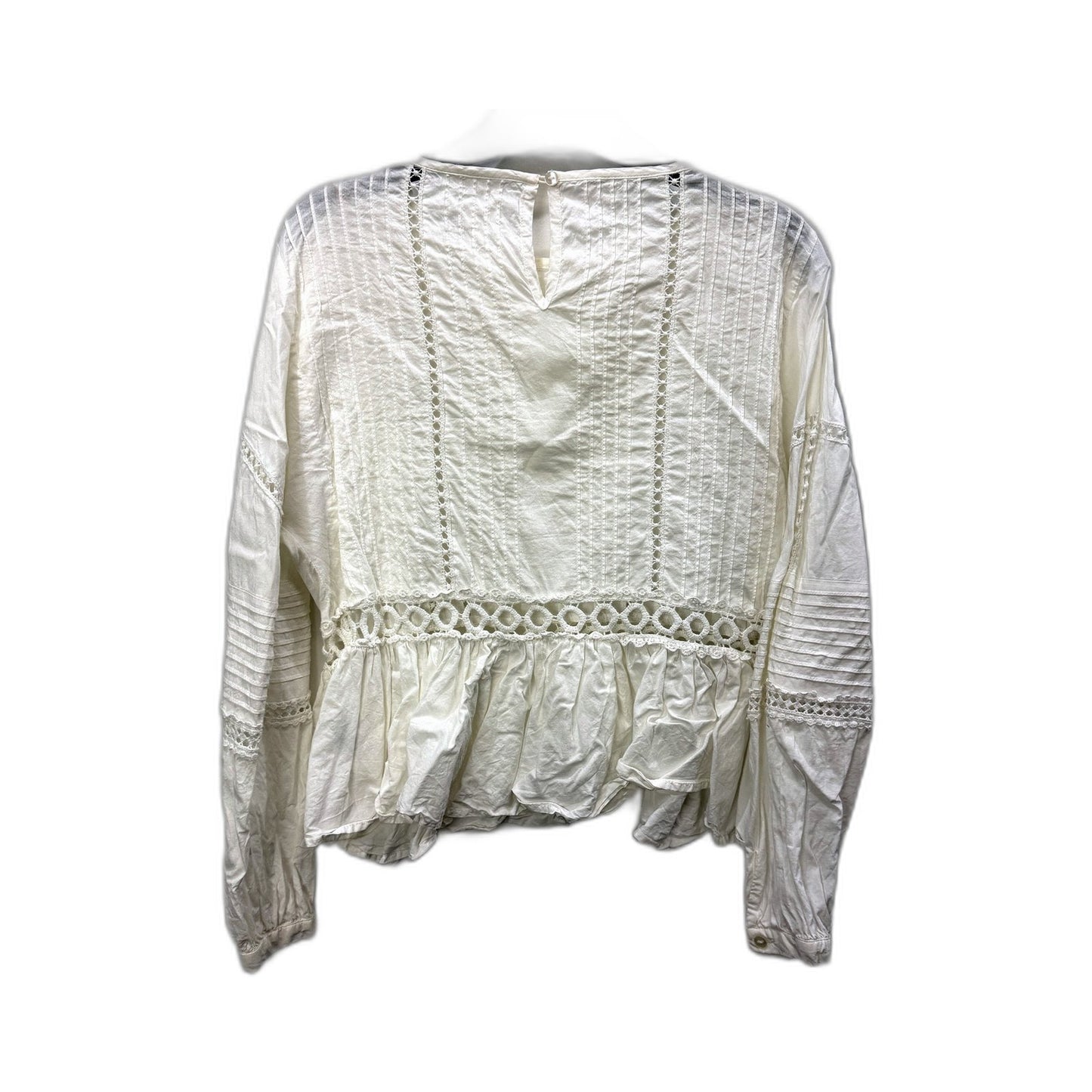 Seed Heritage Womens Lace Peplum Blouse in White Cotton Viscose Size 6