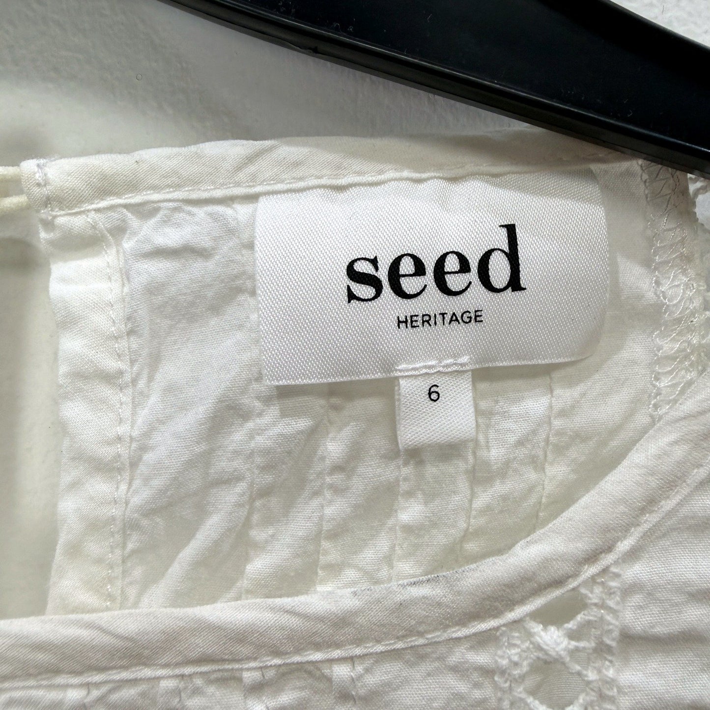 Seed Heritage Womens Lace Peplum Blouse in White Cotton Viscose Size 6
