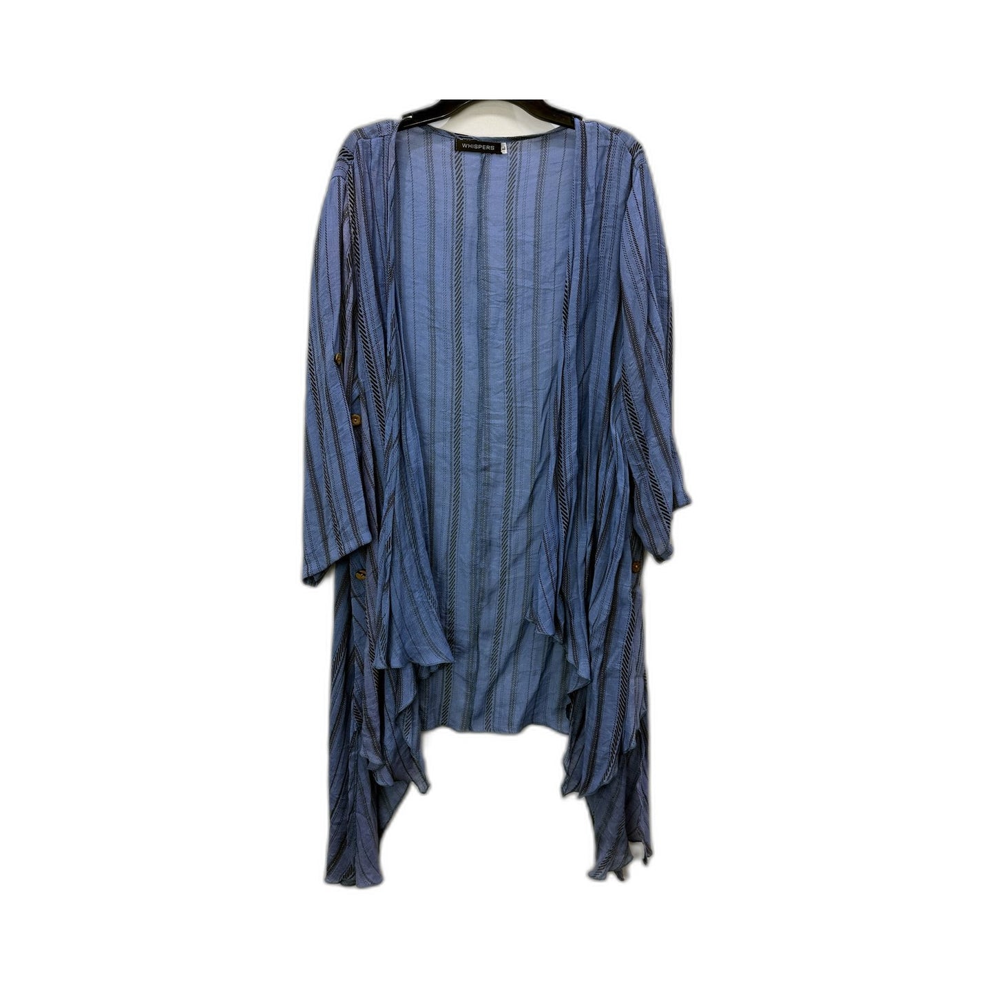 Whispers Womens Striped Kimono Cardigan Open Front Lightweight Blue Size L