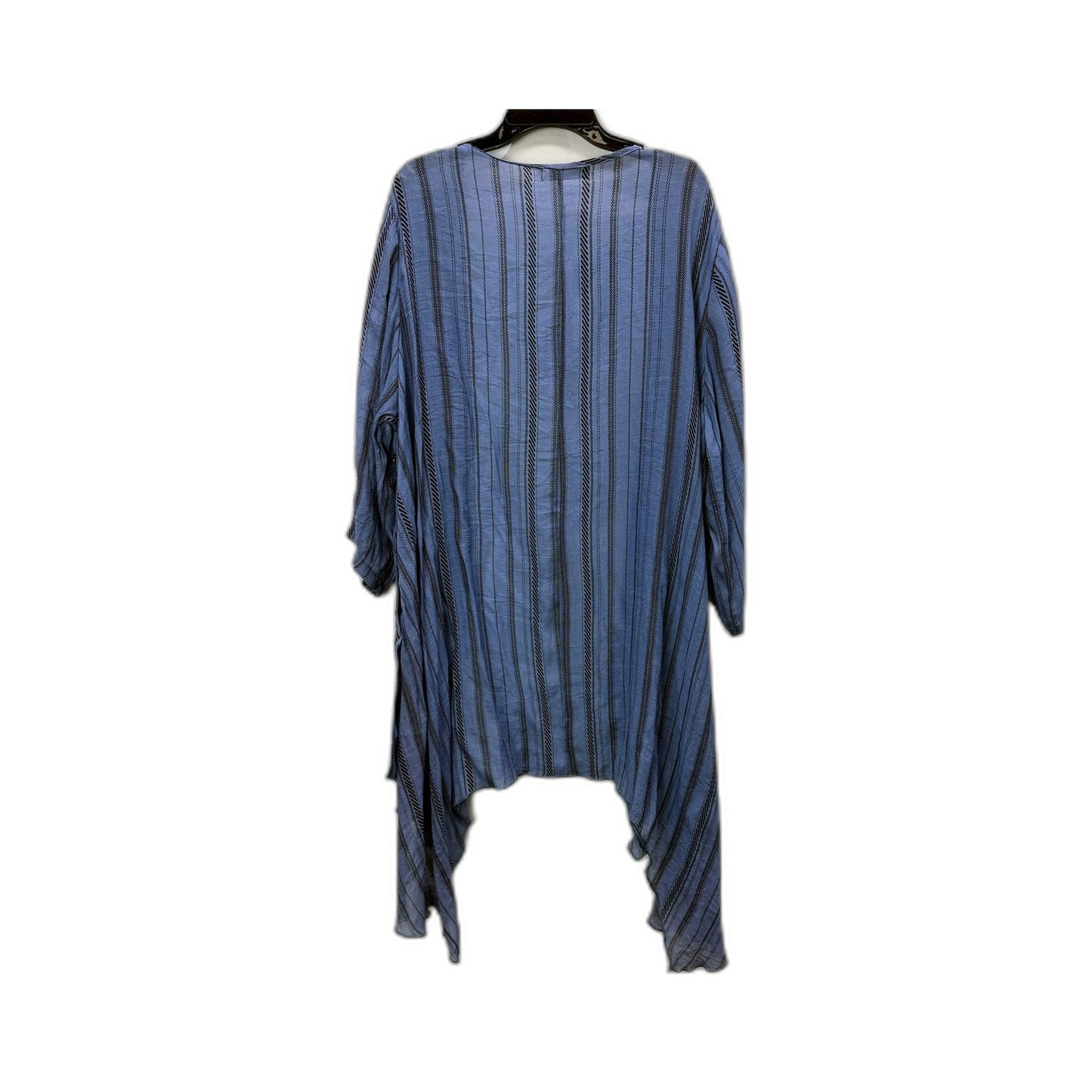 Whispers Womens Striped Kimono Cardigan Open Front Lightweight Blue Size L