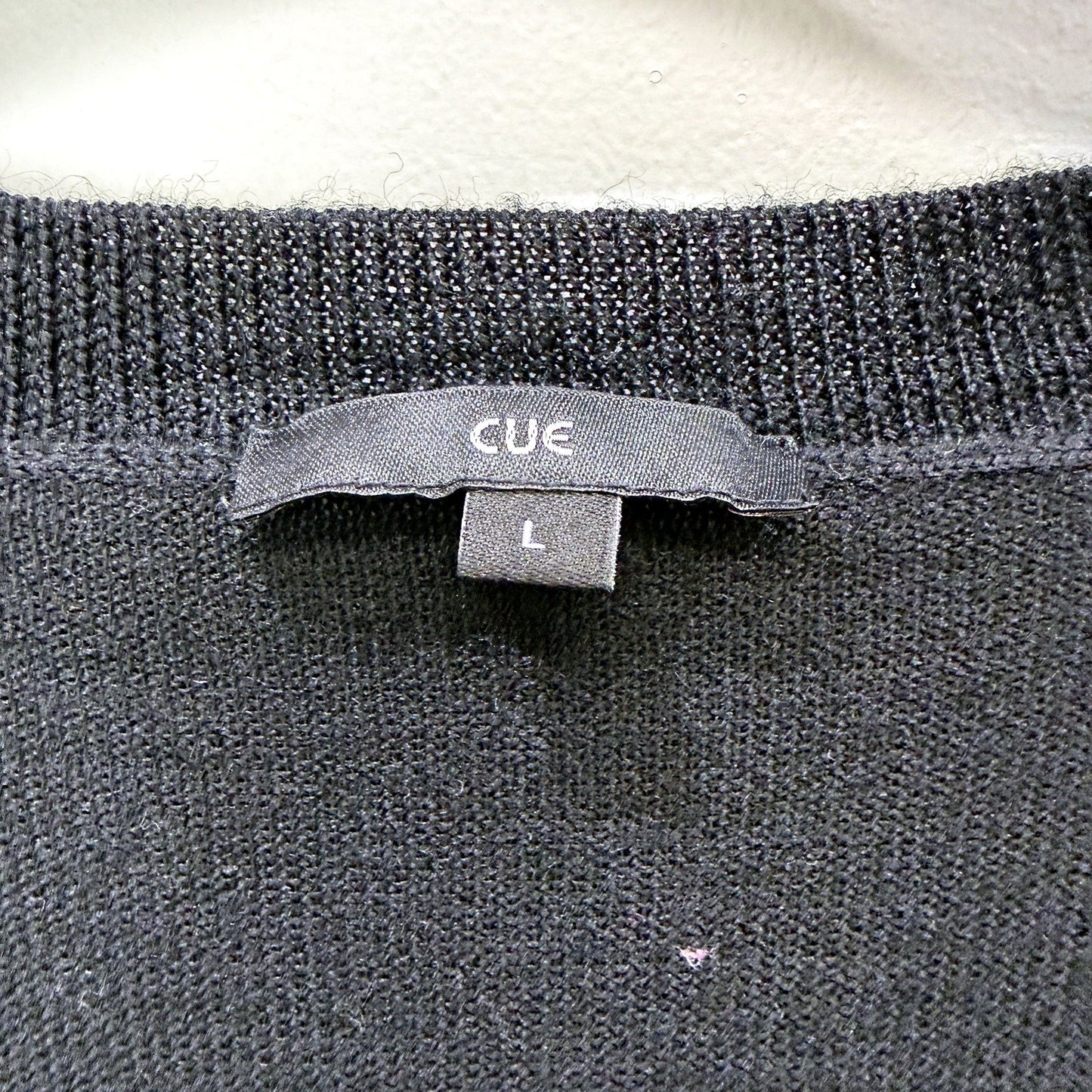 Cue Womens Black Pullover Knit Top with Acrylic Wool Blend Size L