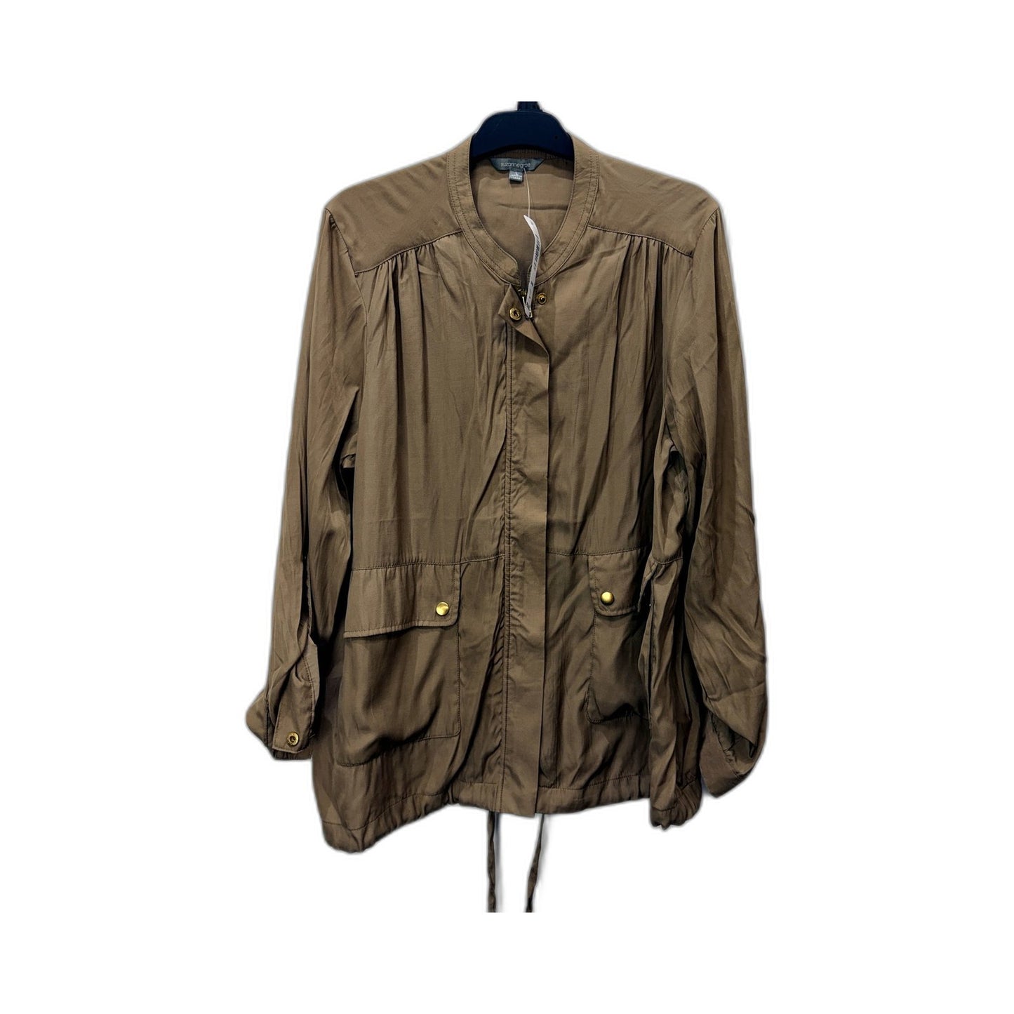 Suzannegrae Womens Lightweight Snap Button Casual Jacket in Camel Size L NEW