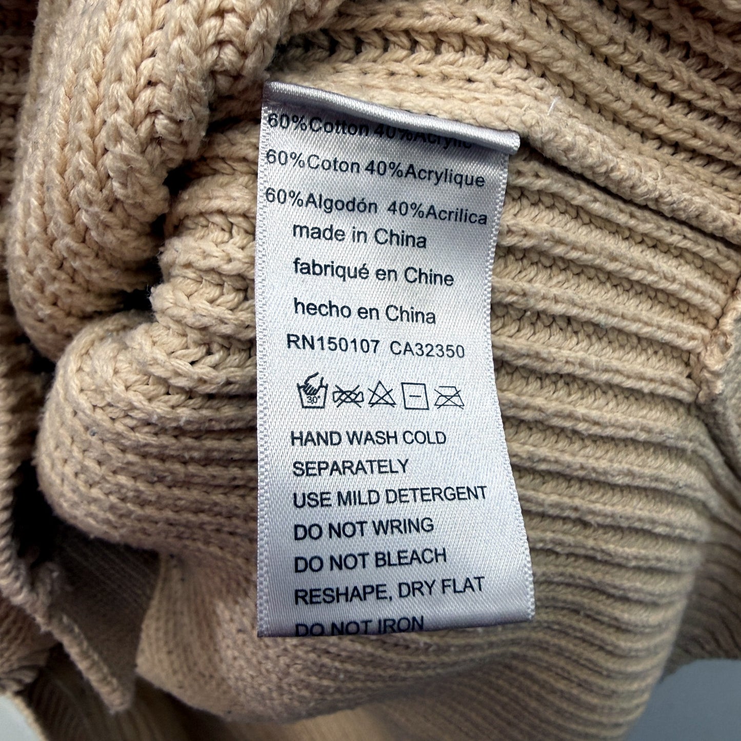 Rusty Womens Pullover Sweater Casual Crew Neck Beige Knit Cotton Size 12