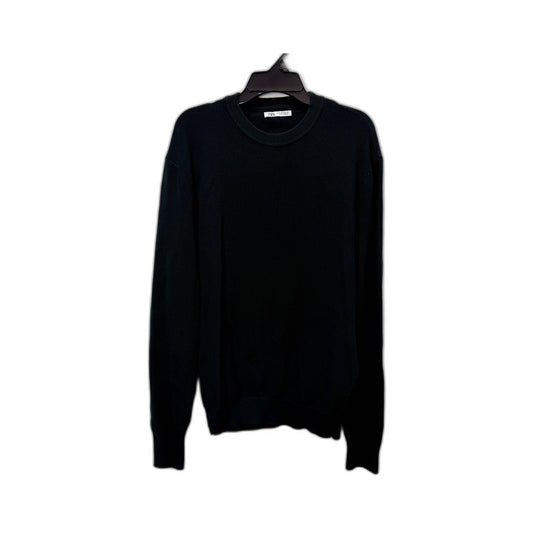 Zara Womens Dark Cyan Cotton Crew Neck Pullover Sweater Size M
