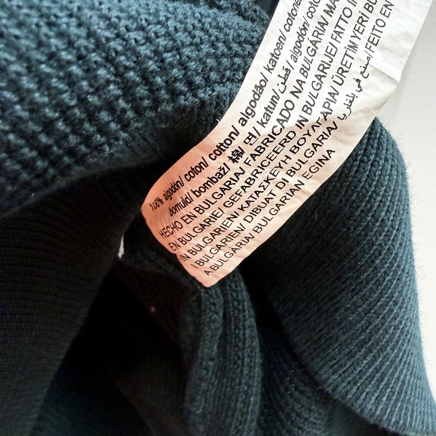 Zara Womens Dark Cyan Cotton Crew Neck Pullover Sweater Size M
