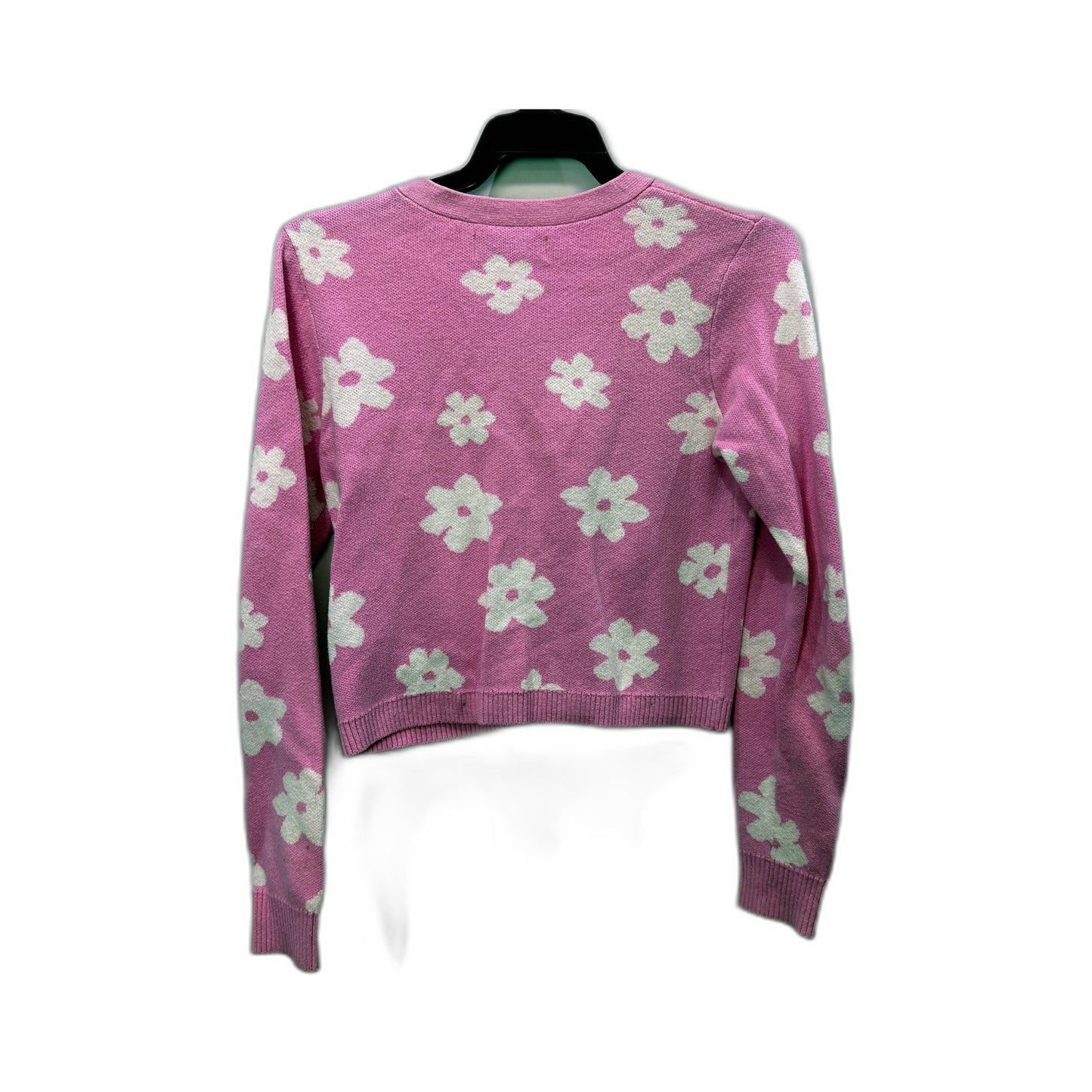 Hollister Womens Floral Print Cardigan Pink Cotton Button Up Long Sleeve Size S