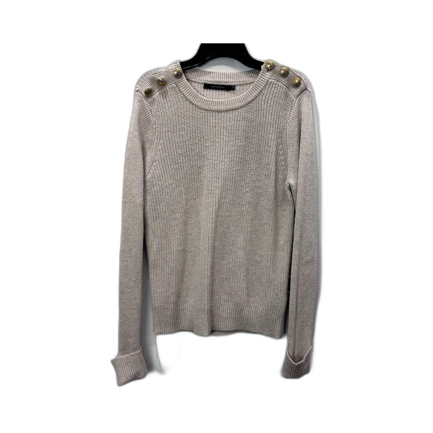 Portmans Womens Beige Knit Pullover Sweater with Button Detail, Size S