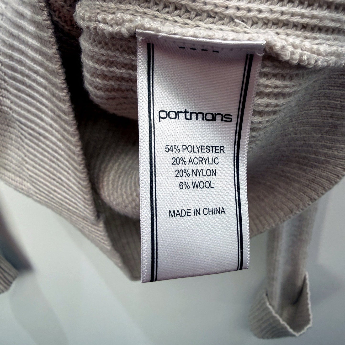 Portmans Womens Beige Knit Pullover Sweater with Button Detail, Size S