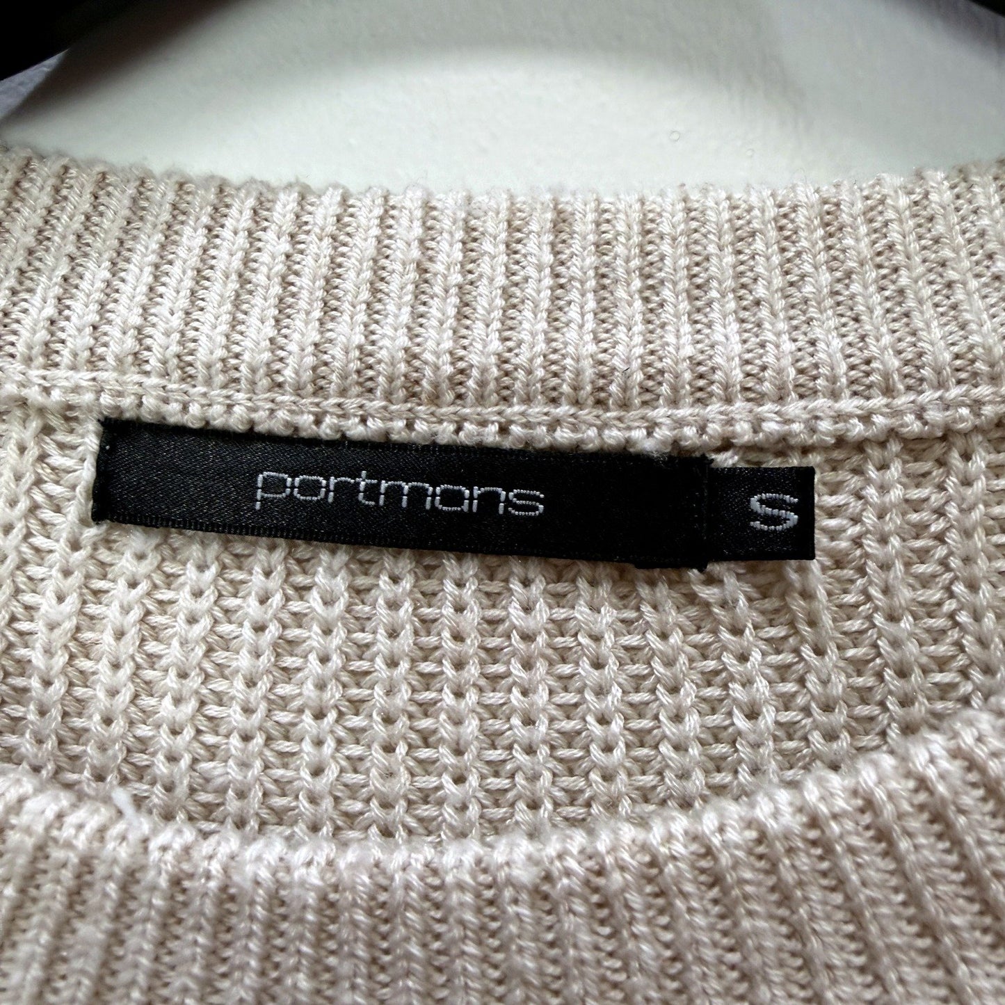 Portmans Womens Beige Knit Pullover Sweater with Button Detail, Size S